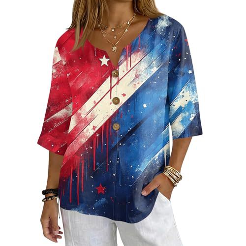Summer Plaid Star Heart Print Button-Up Top