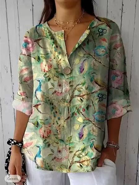 Women's Floral Print Half-Sleeve Blouse