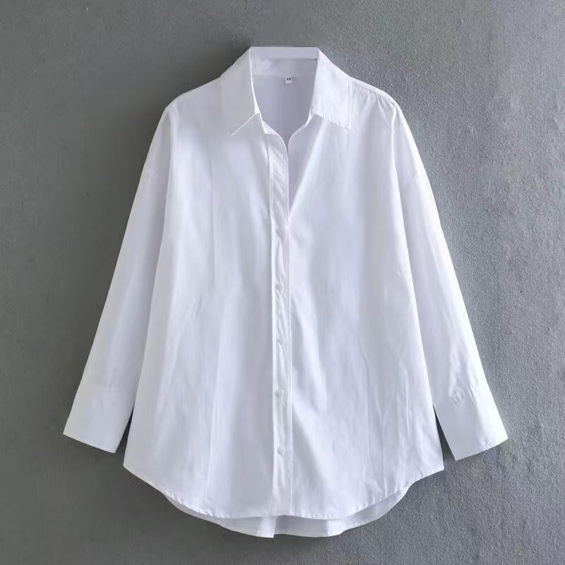 Women's Long Sleeve Polo Collar Shirt Striped Commuter Blouse
