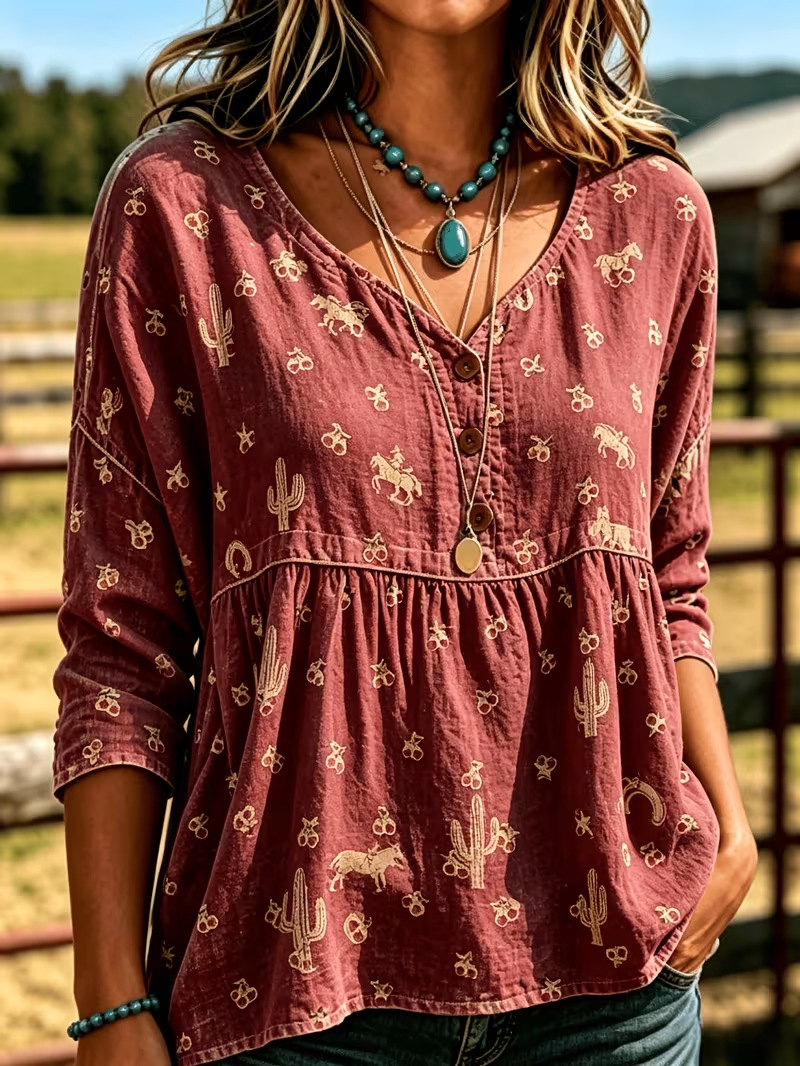 Women's Floral Print Short Sleeve Blouse