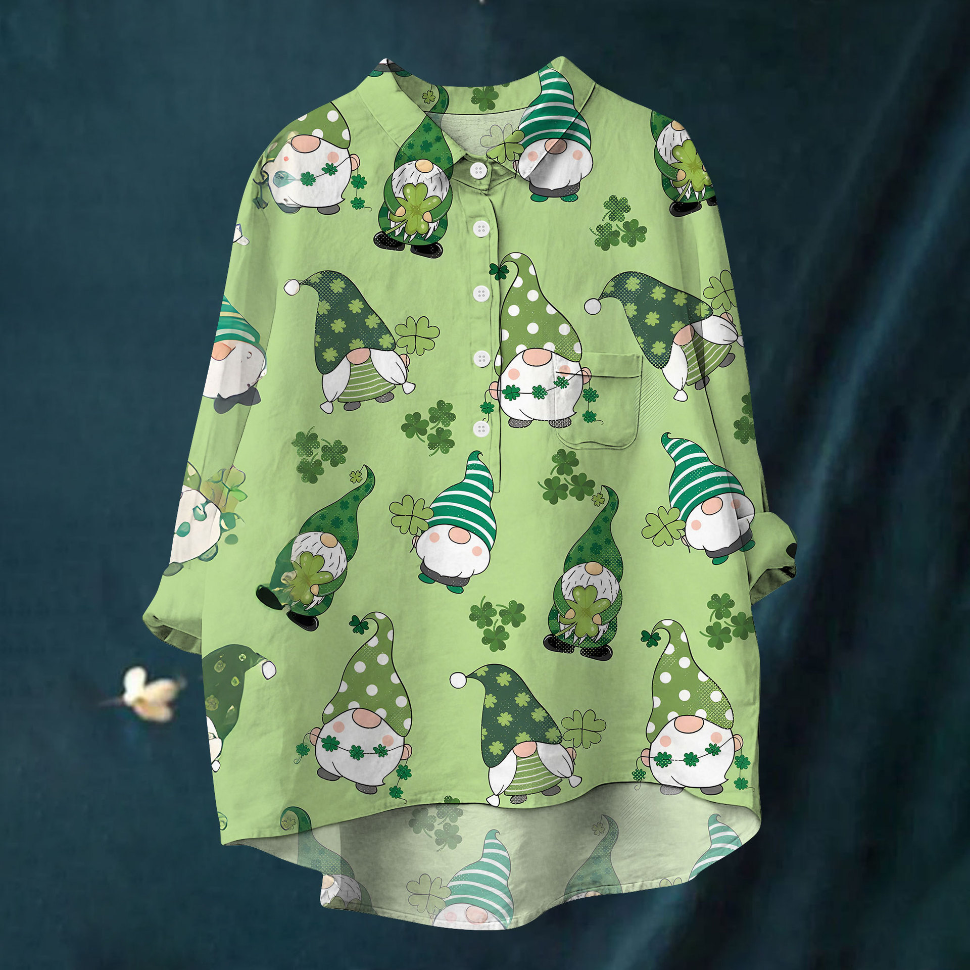 Women's Summer Magic Hat Money Pot Print Long Sleeve Shirt