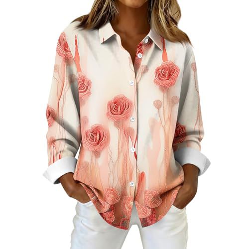 Women's Heart Print Long Sleeve Blouse