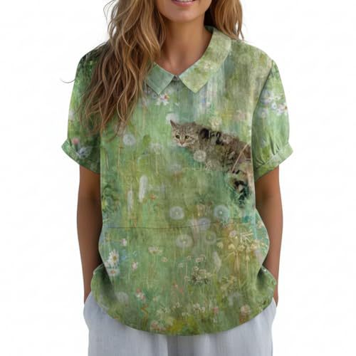 Women's Floral Print Short Sleeve Button-Down Vacation Shirt