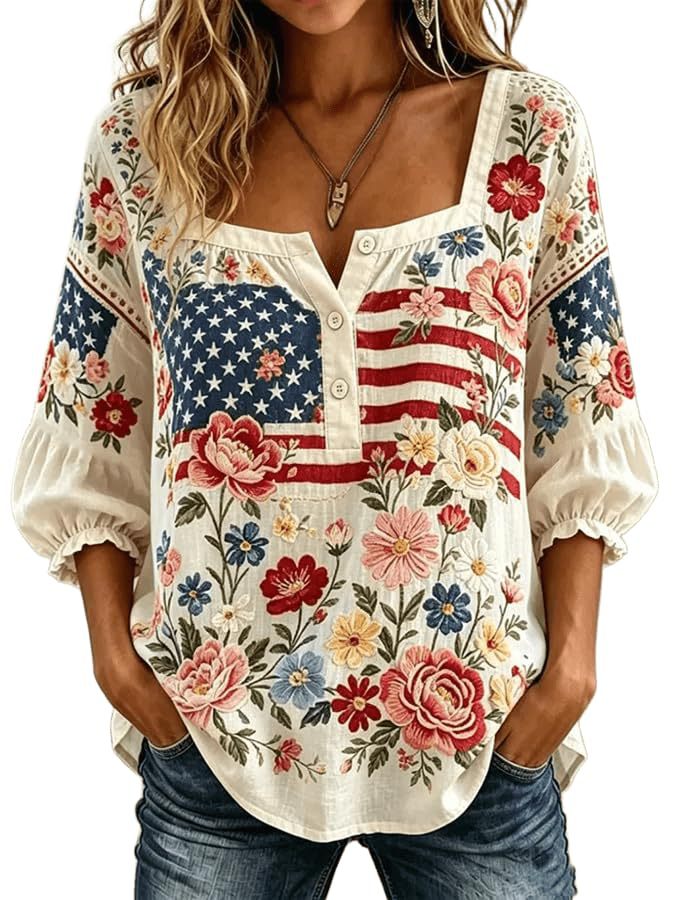 Women's Summer Graphic Print Long Sleeve Shirt