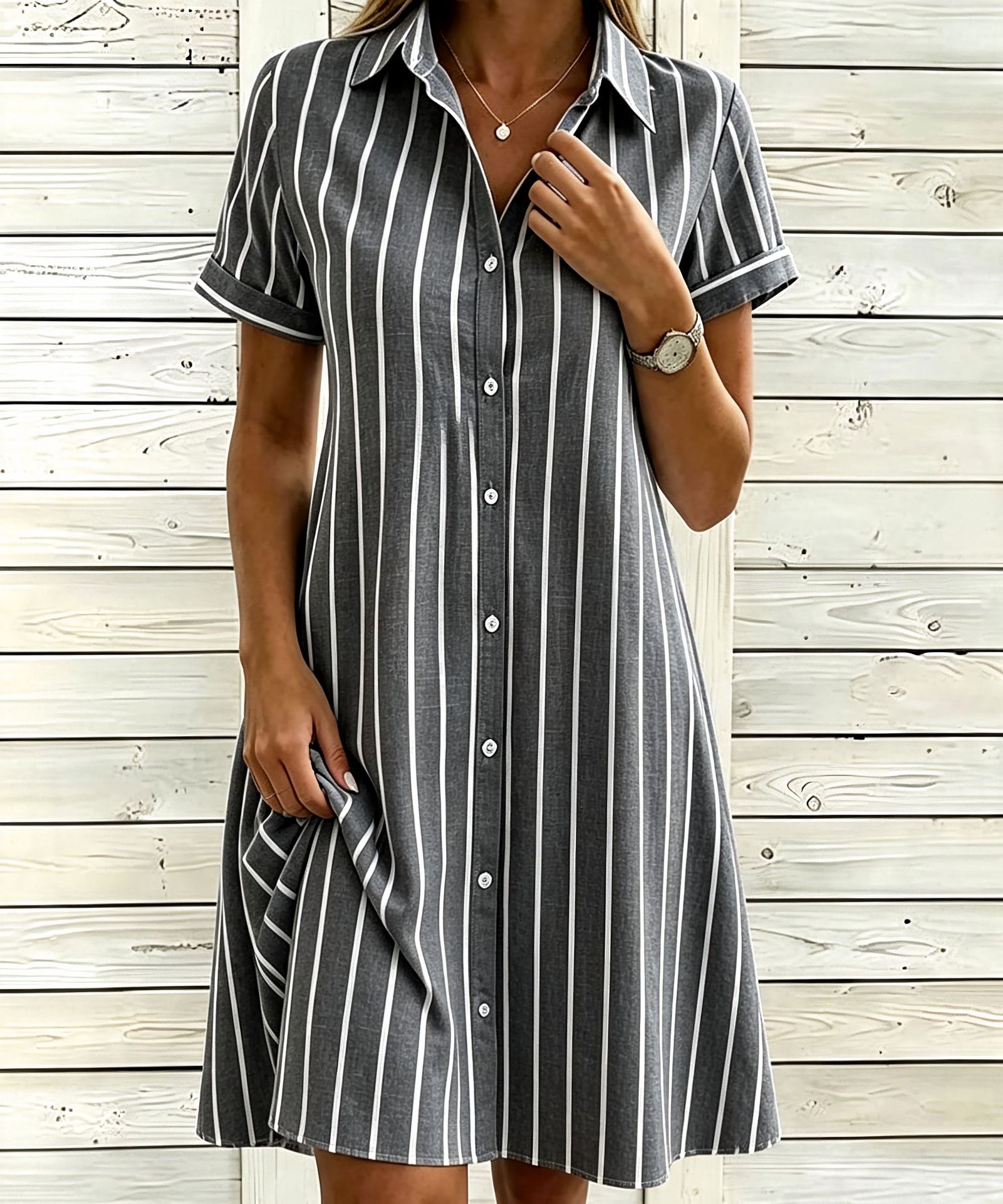 Women's Vintage Floral Print Short Sleeve Long Shirt