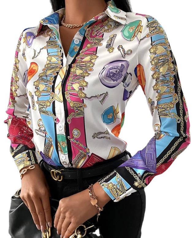 Square Neck Long Sleeve Cropped White Print Top with Drawstring