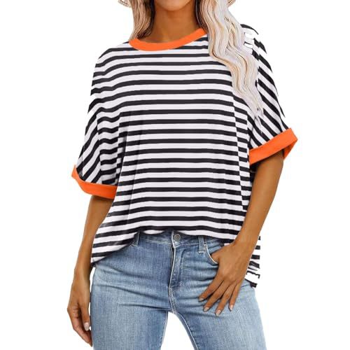 Striped Print Short Sleeve Women's Top