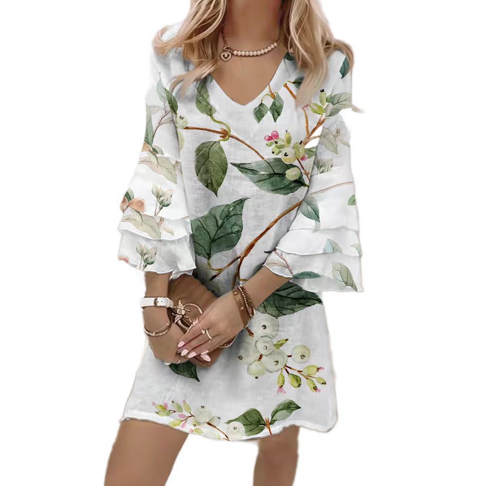 Women's Floral Print Ruched Midi Dress Sleeveless Deep V-Neck Slim Fit