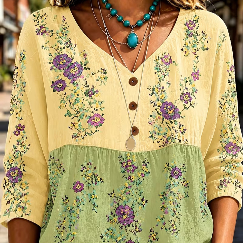 Women's Floral Print Long Sleeve Button-Down Shirt