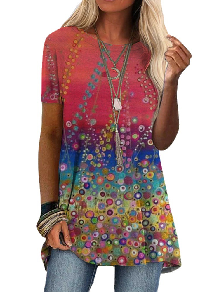 Women's Short Sleeve Digital Print T-Shirt