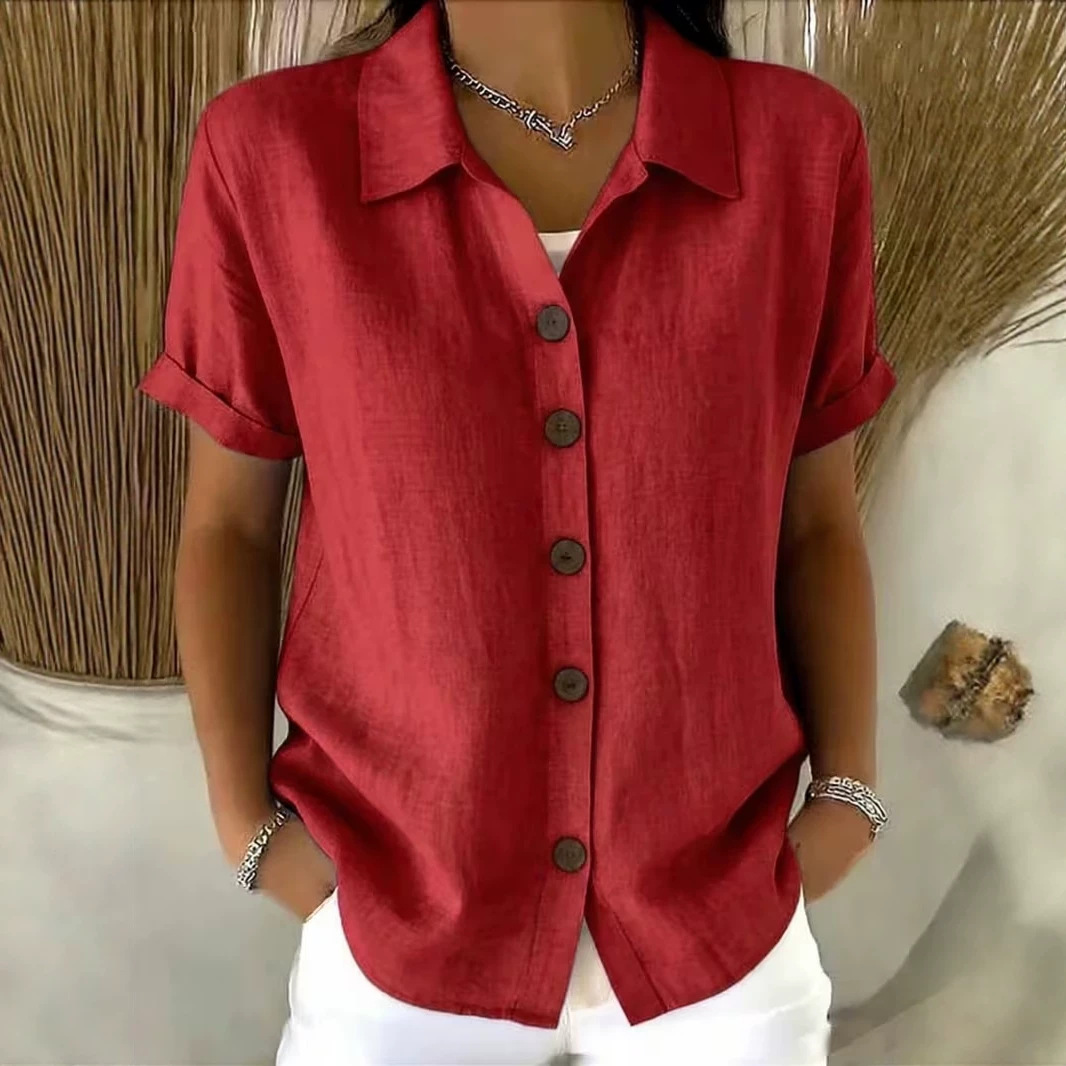Women's Retro Short Sleeve Printed Blouse