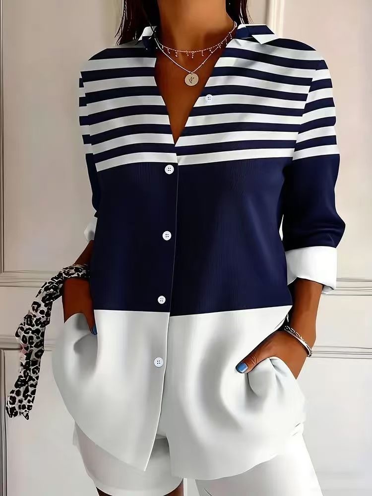Women's Long Half-Sleeve Floral 3D Print Shirt