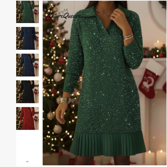 Women's Long Sleeve Polo Collar A-Line Midi Dress