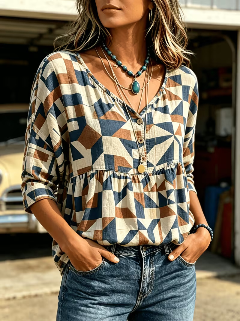 Women's Floral Print Short Sleeve Blouse