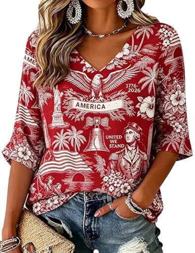 Floral Print V-Neck Half-Sleeve Women's T-Shirt