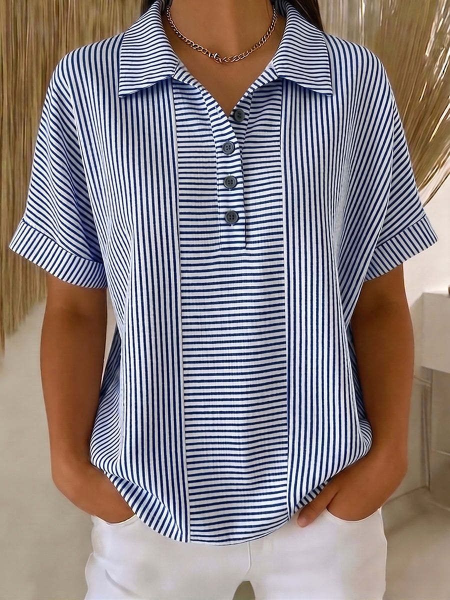 Women's Minimalist Solid Print Short-Sleeve Shirt