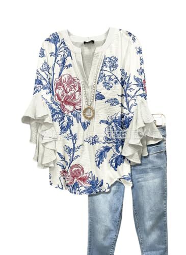 Women's Vintage Floral Print Half-Sleeve Top