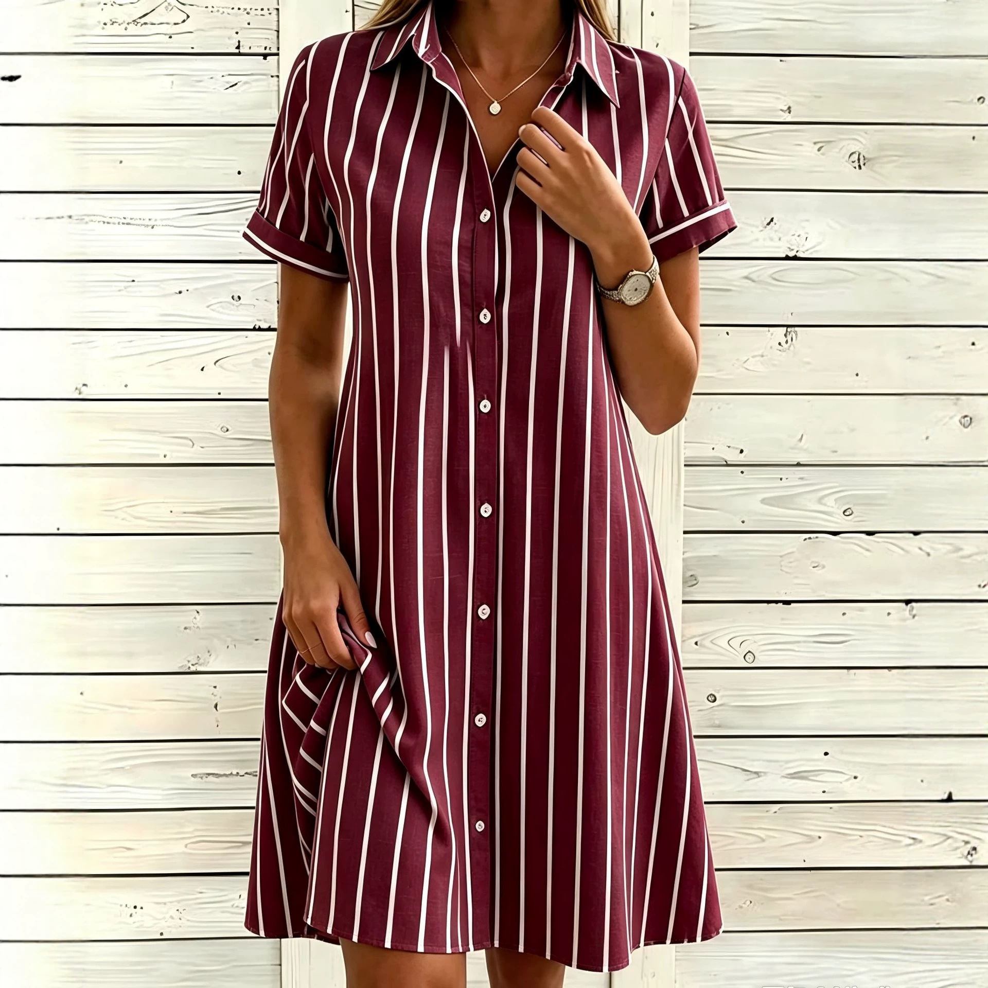 Women's Vintage Floral Print Short Sleeve Long Shirt