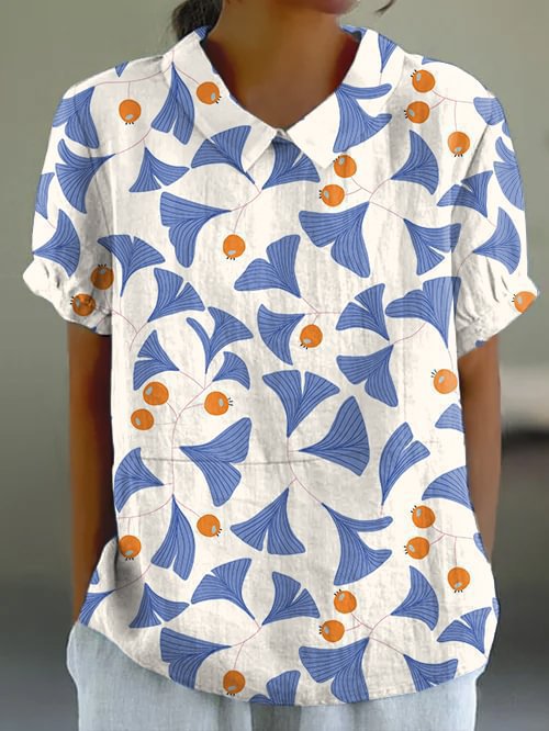 Women's Printed Short Sleeve Blouse Casual Commuter Top