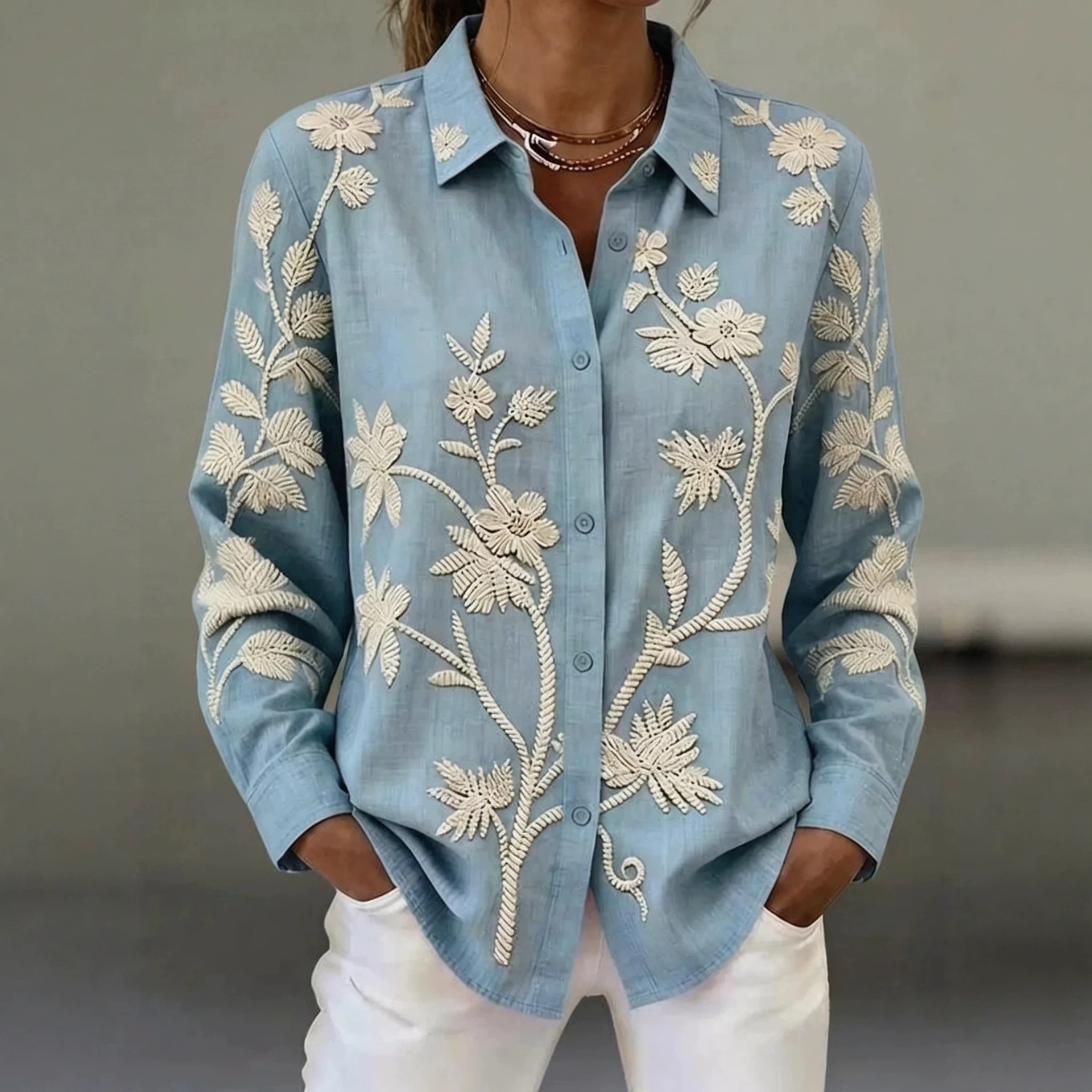 Women's Unique Pattern Print Long Sleeve Shirt