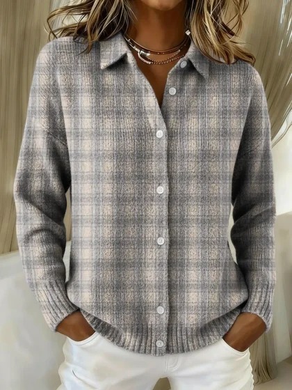 Women's Colorful Santa Print Long Sleeve Button-Front Shirt