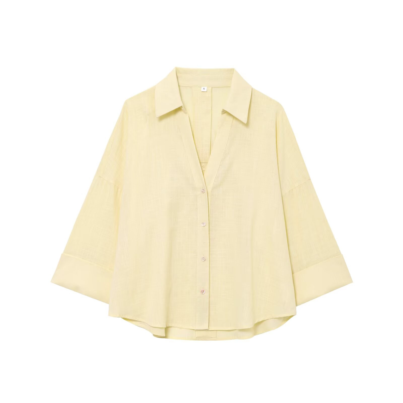 Women's Wide Button-Down Shirt with Polo Collar
