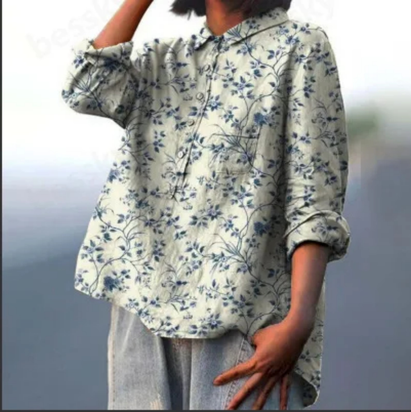 Women's Floral Print Long Sleeve Blouse