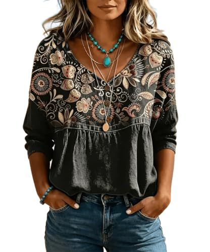 Women's Daisy Floral Print Long Sleeve Shirt