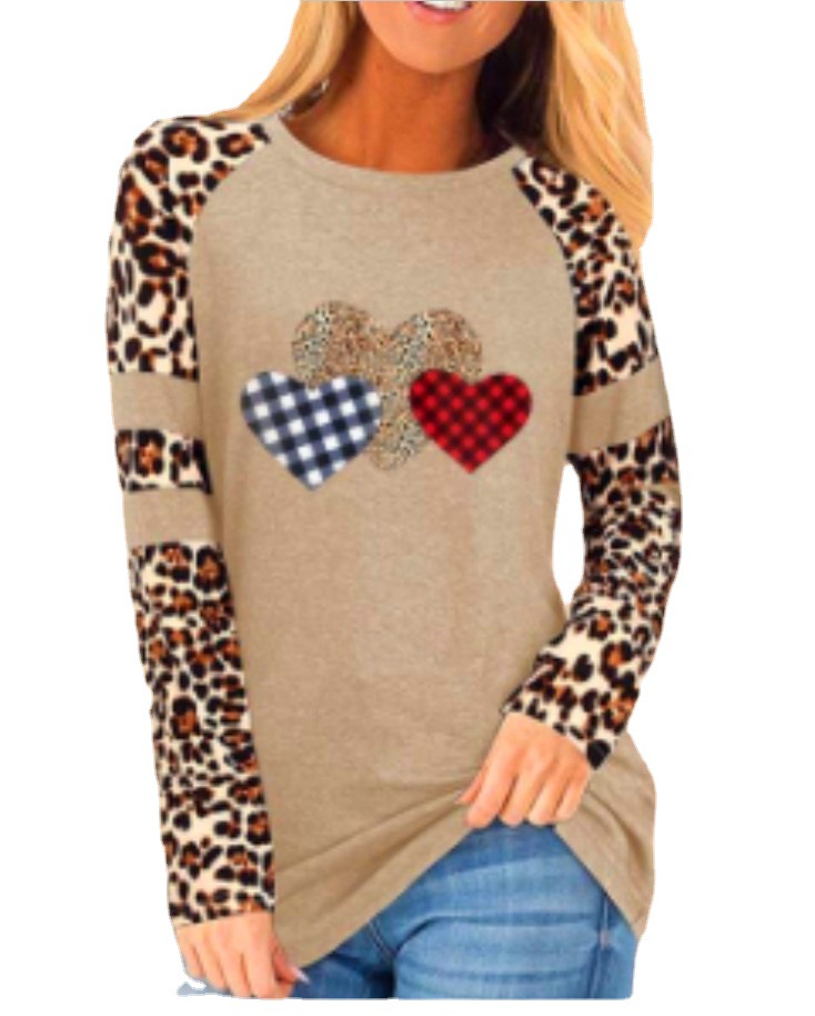 Women's Slim Fit Long Sleeve Printed Crewneck Pullover Top