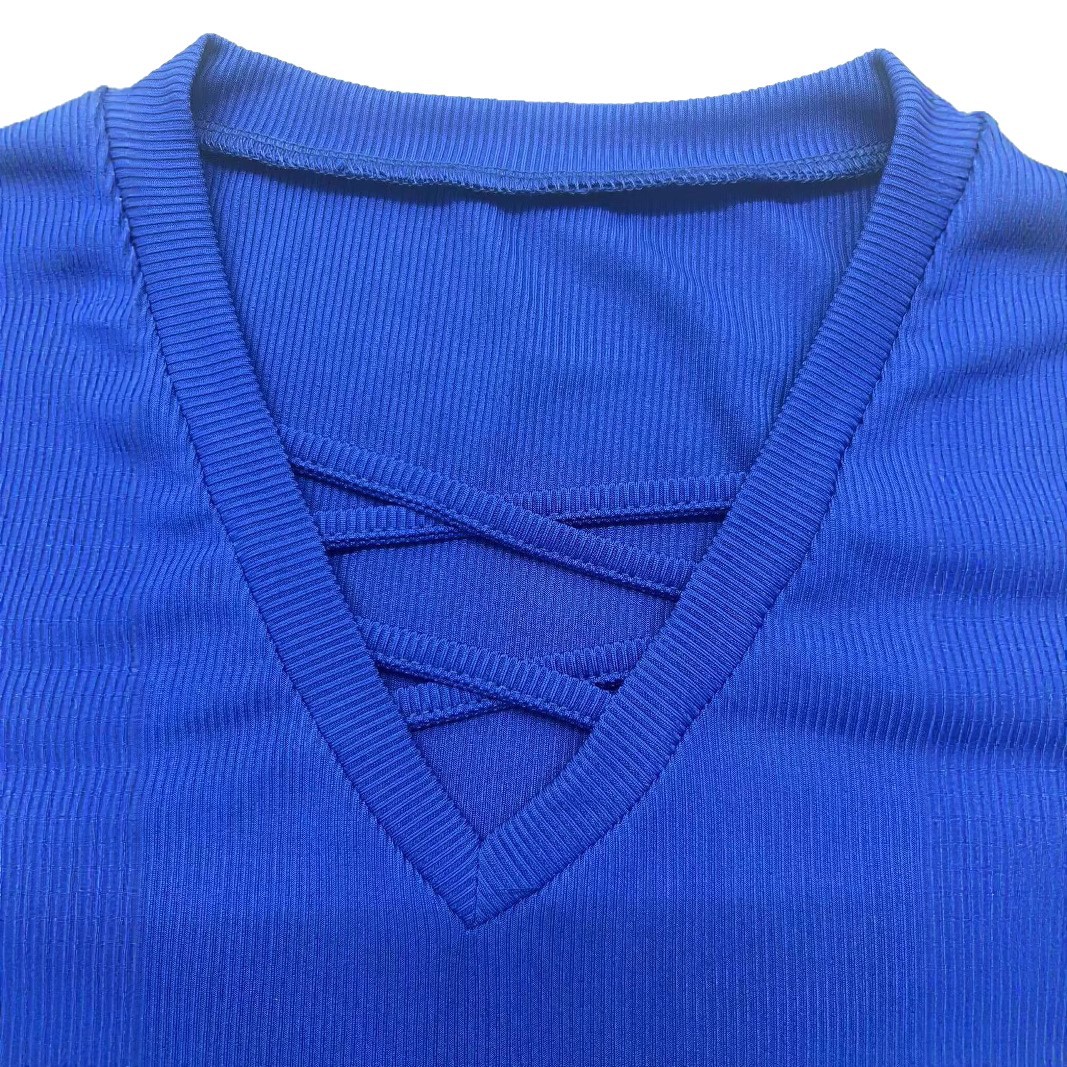 Elegant V-Neck Cross Short-Sleeve Women's T-Shirt