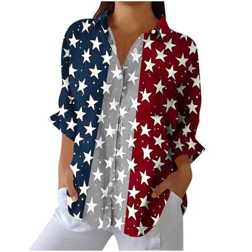 Women's Star Floral Print Long Sleeve Blouse