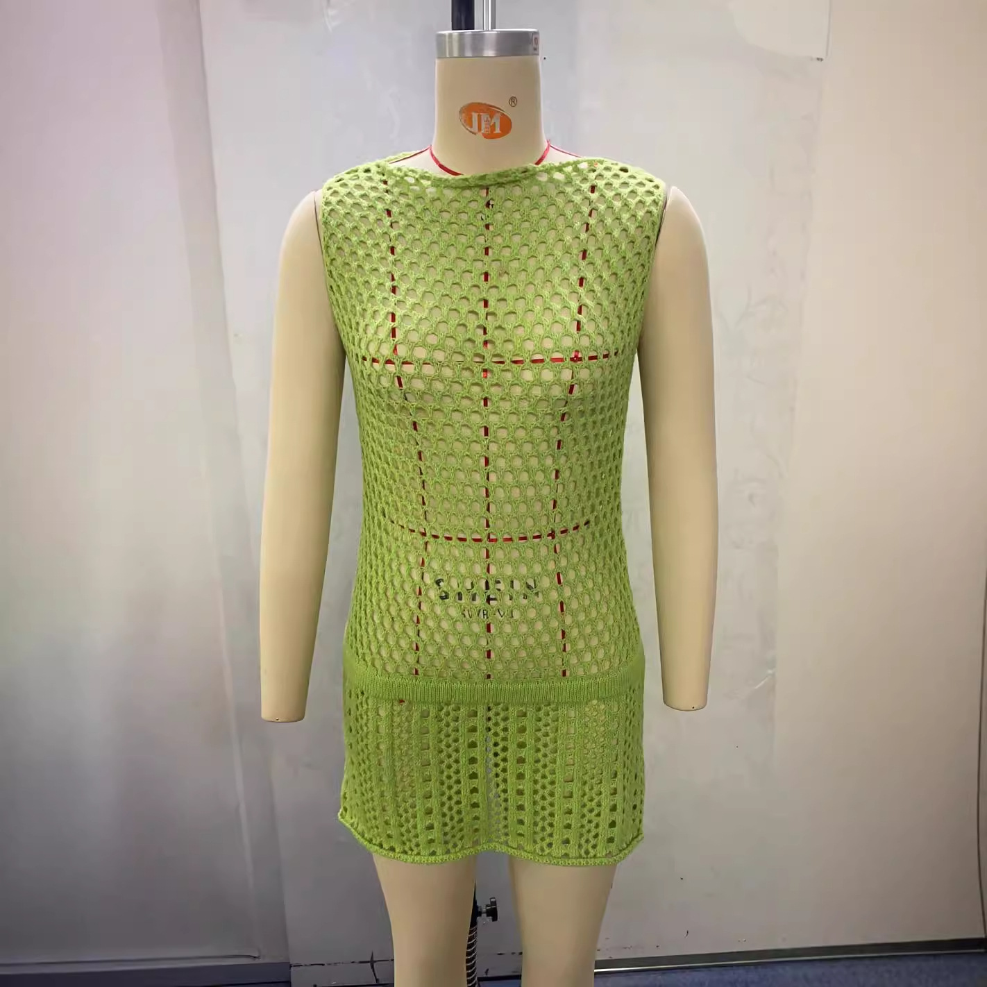 Women's Sleeveless Cutout Sheer Knit Dress