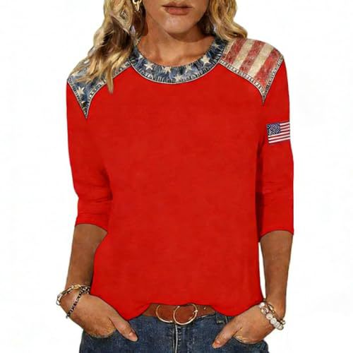 Eagle American Flag 250th Anniversary Letter Print Long Sleeve Women's Top