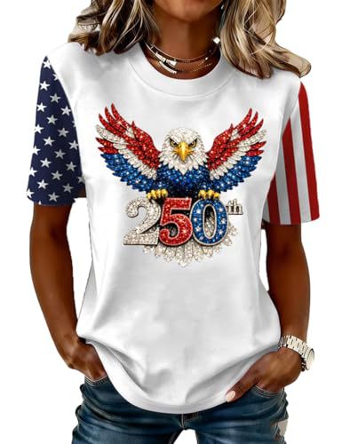 Summer Eagle USA Anniversary Print Short Sleeve T-Shirt