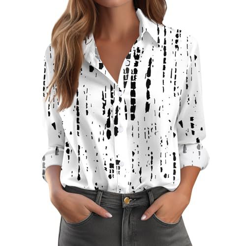 Women's Floral Polka Dot Print Long Sleeve Button-Up Shirt