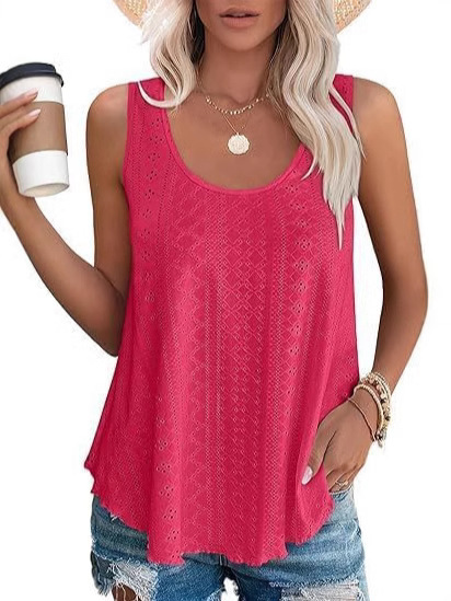 Women's Solid Crewneck Sleeveless Loose Fit T-Shirt
