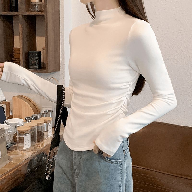 Women's Half Turtleneck Thermal Base Layer Top Fleece-Lined Long Sleeve Slim Fit