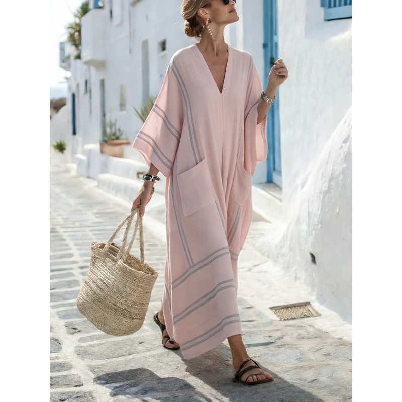 Women's Animal Print A-Line Midi Dress Long Sleeve Crew Neck Casual
