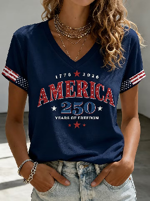 3D Print US 250th Anniversary Short Sleeve T-Shirt