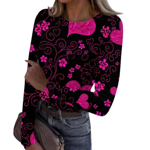 Colorful Striped Heart Print Long Sleeve Women's Top