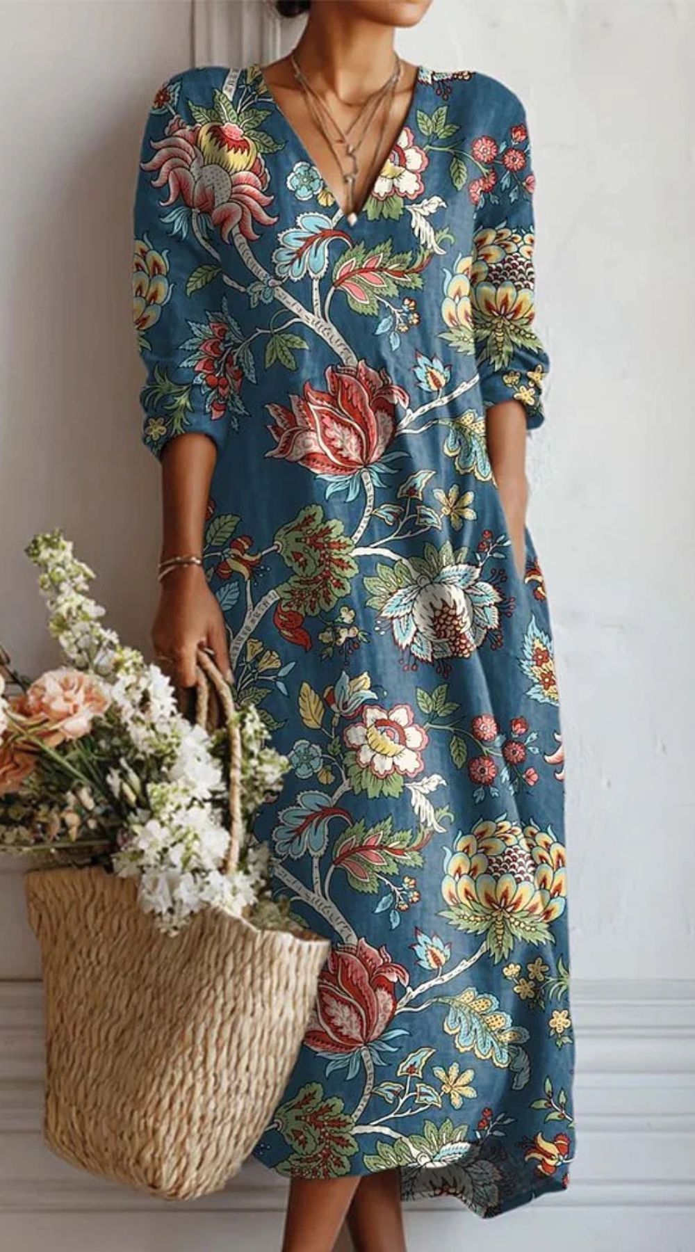 Women's Floral Paisley Print Ruched Bodycon Midi Dress
