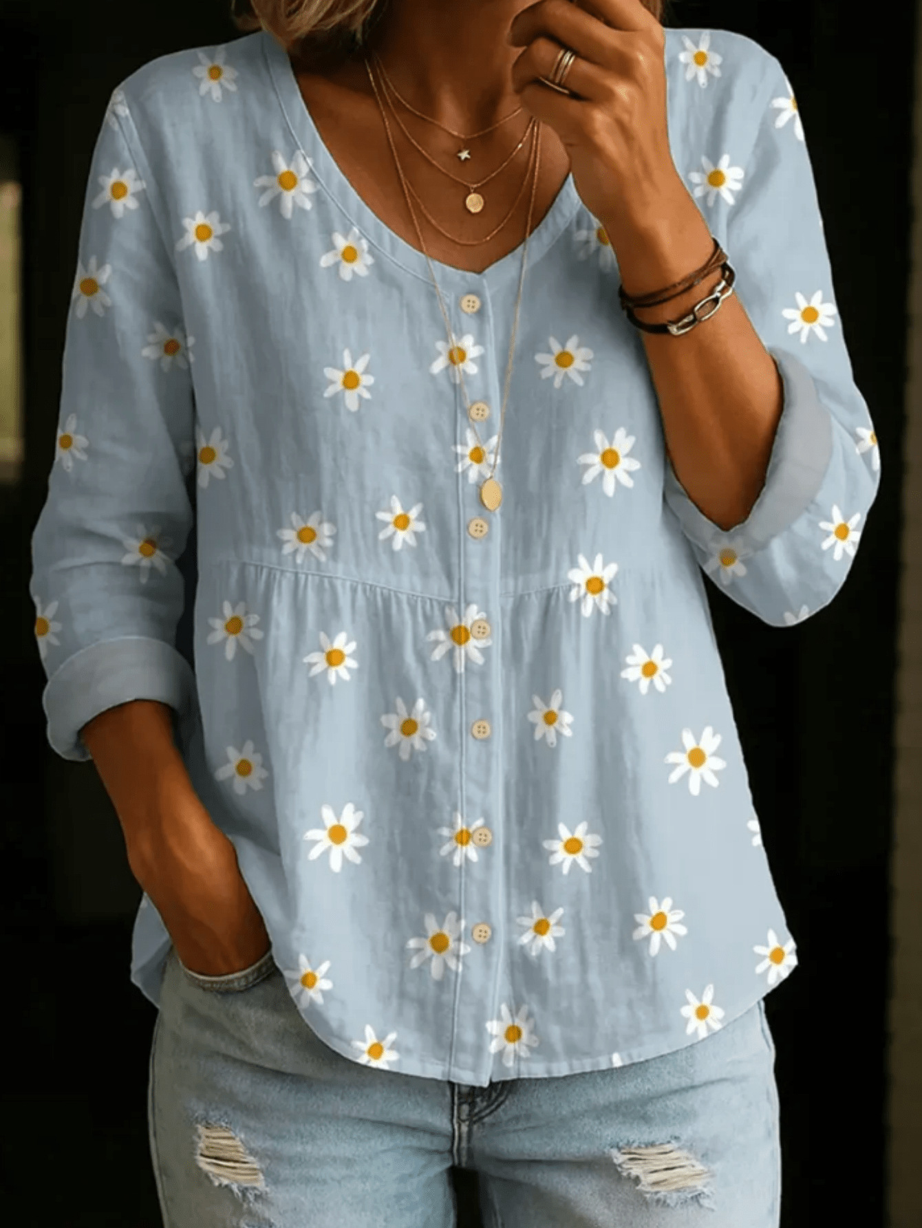 Women's Plaid Print Long Sleeve Shirt