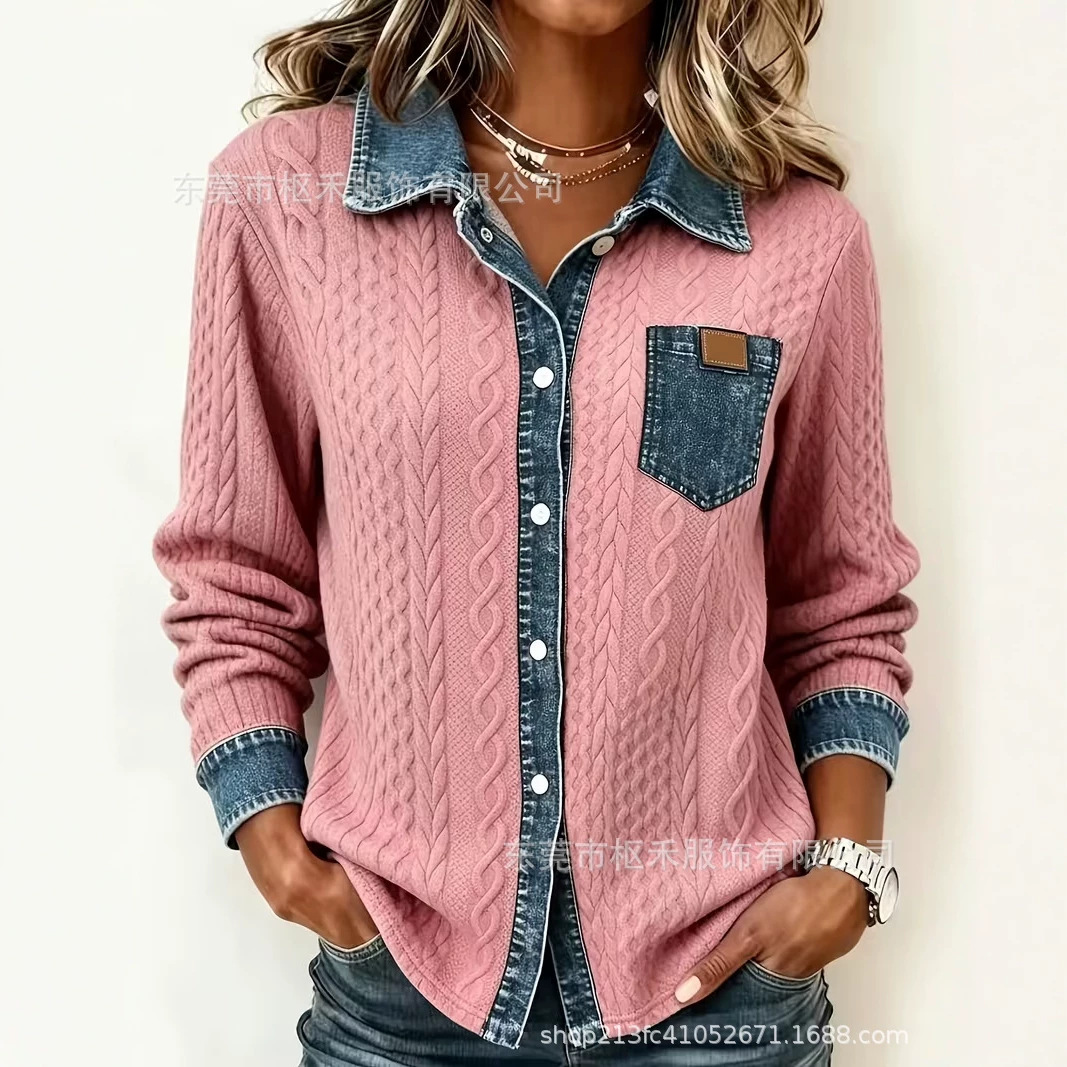 Women's Printed Long Sleeve Button-Front Shirt
