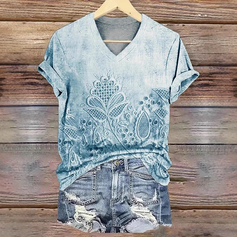 Mystic Totem Print V-Neck Short-Sleeve Women's T-Shirt
