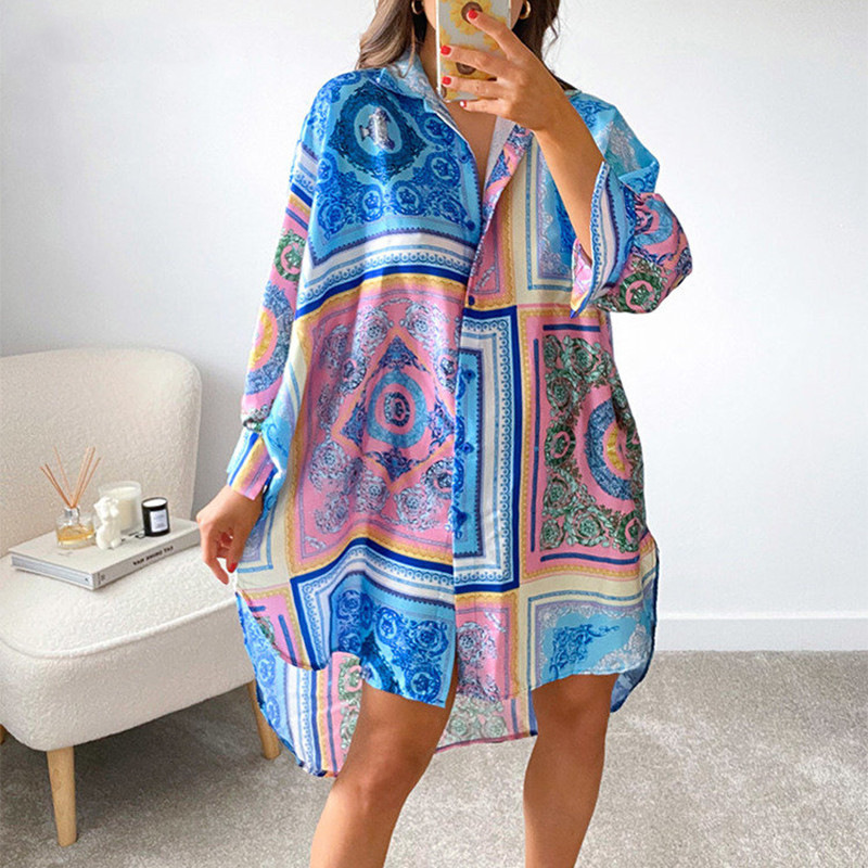 Floral Print Loose Fit Long Sleeve Blouse