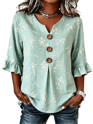 Women's Floral Print Short Sleeve Casual Button-Up Shirt