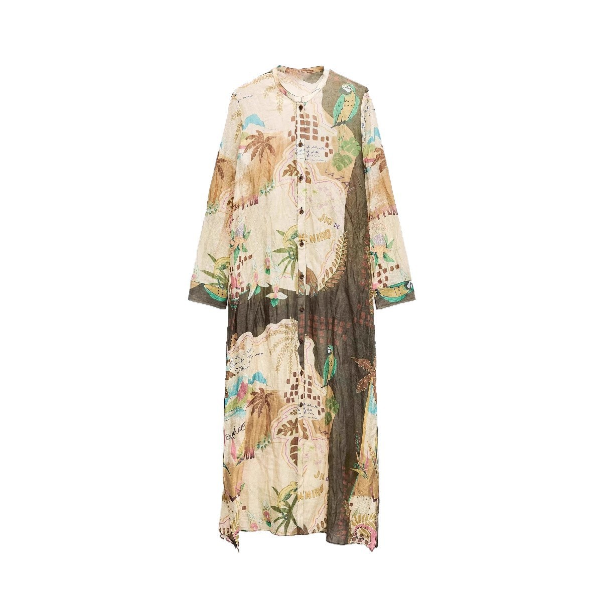 Printed Casual Shirt for Women Long Sleeve Polyester