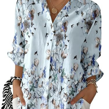 Women's Floral Print Long Sleeve Blouse