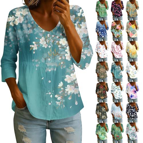 Women's Elegant Floral Print Half-Sleeve Blouse