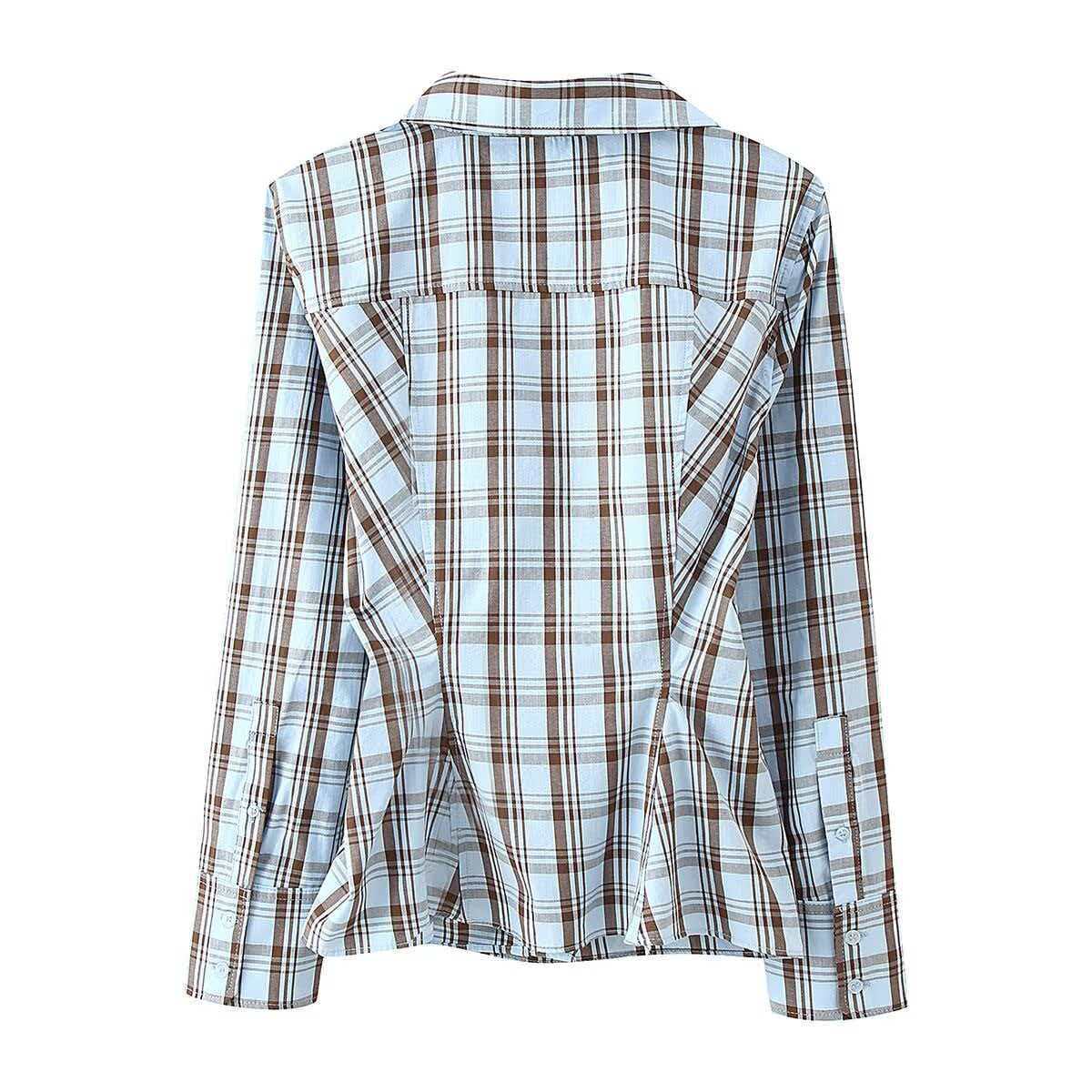Women's Plaid Poplin Button-Front Long-Sleeve Shirt